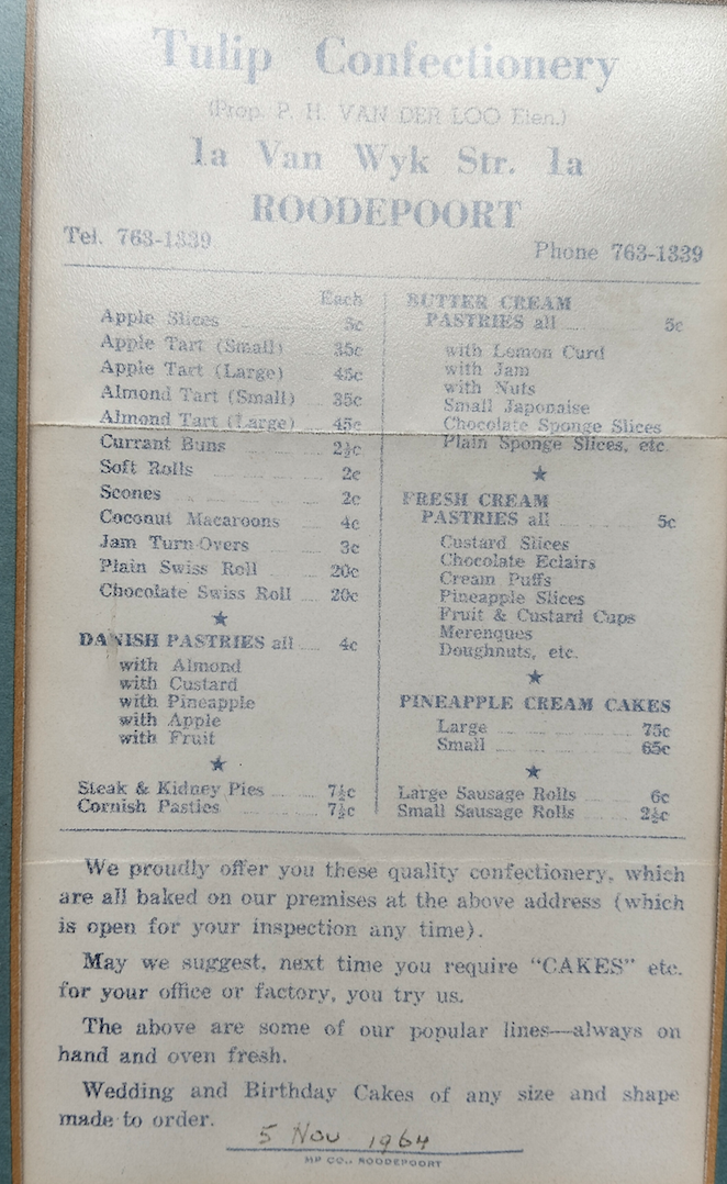 Tulip price list 1964 - NellvanderLoo.com - Your safe, nurturing space to simply be - embrace self-kindness - table of 8 - lekker plekkie - hekoort